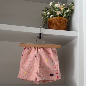 Patagonia Pink Paint-Splash Athletic Shorts